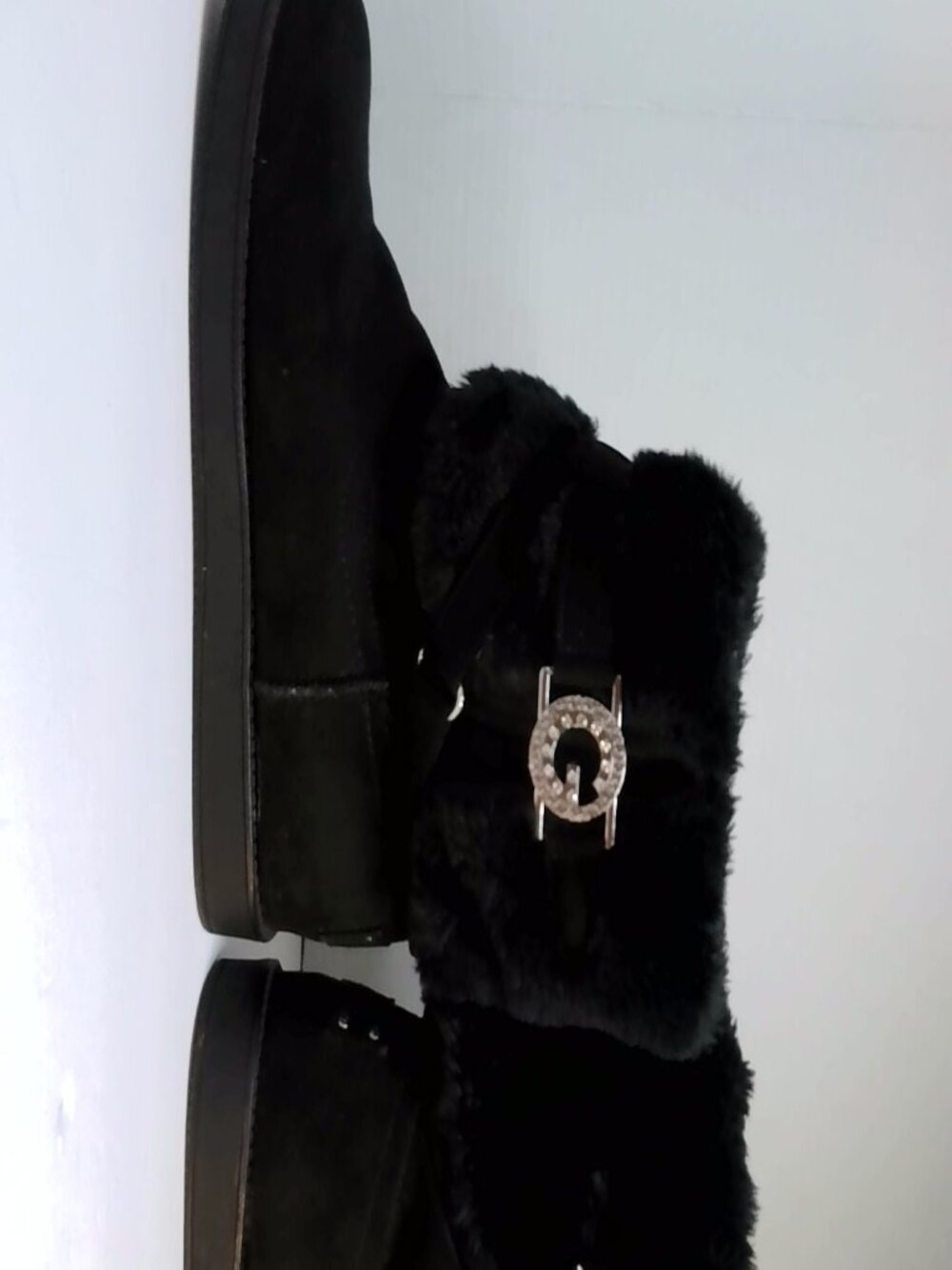 GBG Guess black faux fur cuff boots size 8
